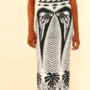 Farm Rio Size S Black and White Knit Midi Skirt